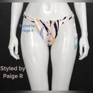 ❤NWT BEACH BUNNY Swim Indy Tango Skimpy Bikini Bottoms Pink Black White Purple S